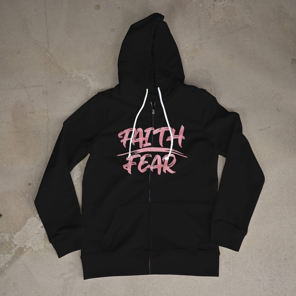 Faith over fear custom zip up hoodie